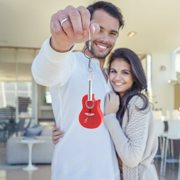 Pompotops Clearance Sales Funny Guitar With Led Light Sound Keychain Keyring Hanging Ornament