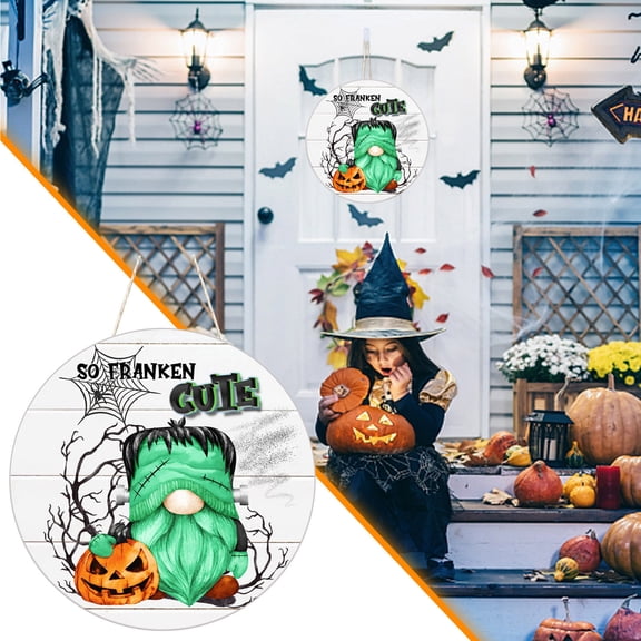 Pompotops Clearance Sales Halloween Ornament Welcome Sign Decorative Vintage Wall Hanging Home Garden