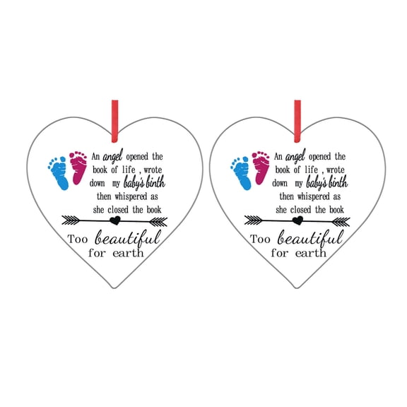 Pompotops Clearance Sales Heart shaped Angel In Memorial Ornament Hanging Sign Commemorative Decorations