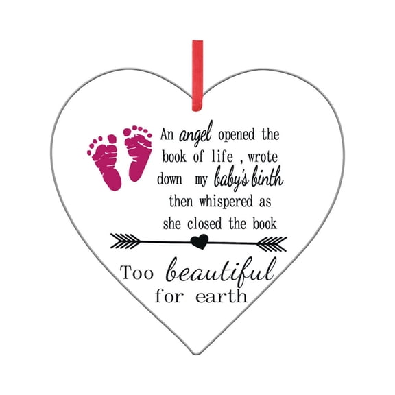 Pompotops Clearance Sales Heart shaped Angel In Memorial Ornament Hanging Sign Commemorative Decorations