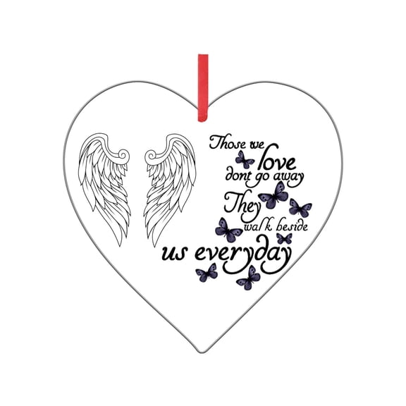 Pompotops Clearance Sales Heart shaped Angel In Memorial Ornament Hanging Sign Commemorative Decorations