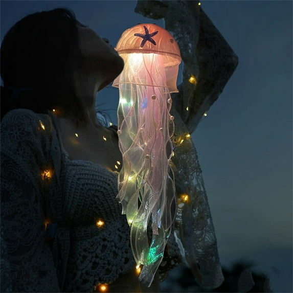 Pompotops Clearance Sales Jellyfish Shape Lamp Jellyfish Lantern,Luminous Jellyfish Shape Hanging Decoration Night Light Bedside Decoration