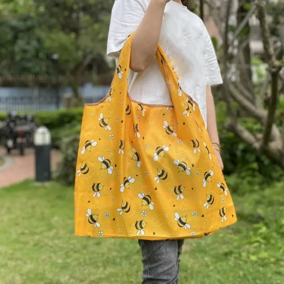 Pompotops Clearance Sales Lightweight Portable Foldable Shopping Bag, Large Capacity Print Tote Bag, Reusable Shoulder Bag For Women