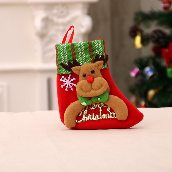 Pompotops Clearance Sales NEW Christmas Tree Hanging Party Tree Decor Santa Stocking Knitting Sock Gift Candy Bags