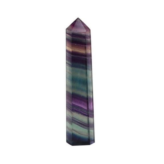 Pompotops Clearance Sales Natural Hexagonal Crystal Quartz Healing Fluorite Wand Stone Purple Green