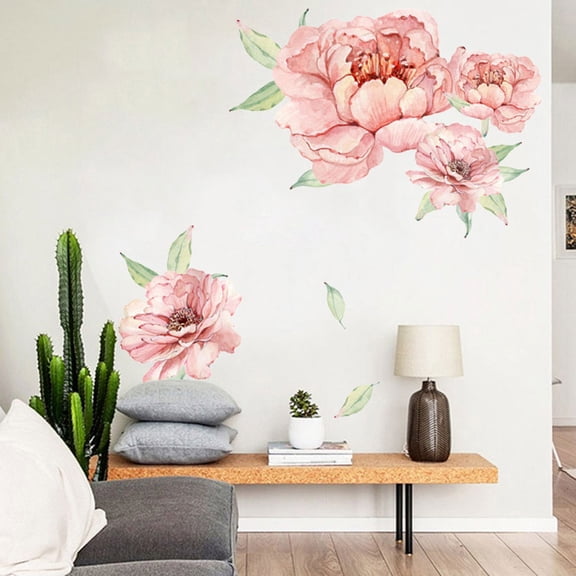 Pompotops Clearance Sales Peony Rose Flowers Wall Art Sticker Decals Kid Room Nursery Home Decor Gift
