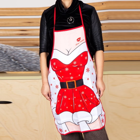 Pompotops Clearance Sales Printed Christmas apron washable Christmas bar restaurant waiter decoration
