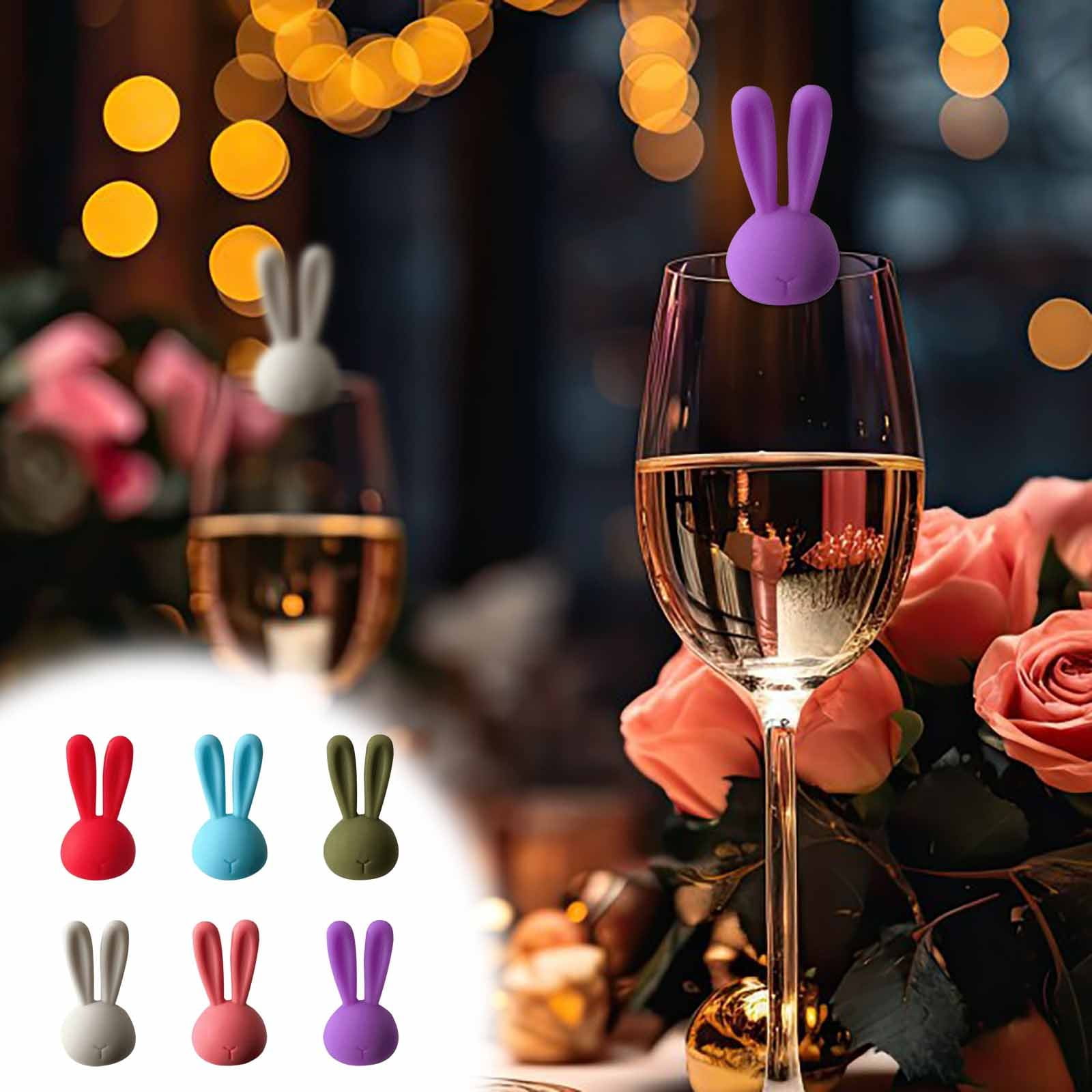Wine Rabbit Shape Pompotops Clearance Sales Rabbits Glass Marker Glass Recognizer Red ...
