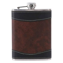 Pompotops Clearance Sales Stainless Steel And Stitched Leather Hip Flask , Pocket Fit Design Wine Whiskey Drinks Portable Bottle With Funnel Bar Set For Men Women