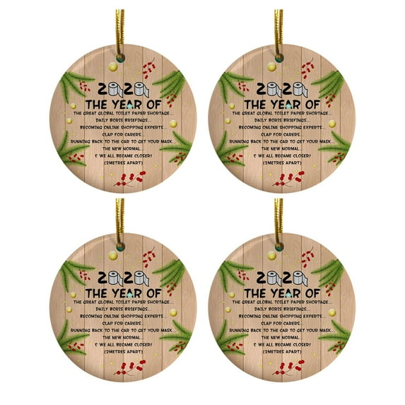 Pompotops Clearance Sales Wood Art Personalized Survived Family Of Ornament 2020 Christmas Holiday Decor