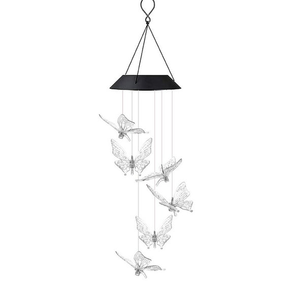 Pompotops Colorful Color Changing Outdoor Waterproof Solar Wind Chime Lamp
