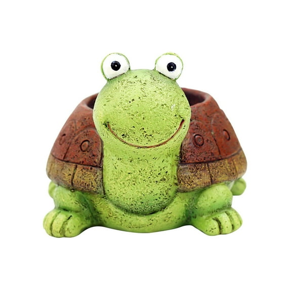 Pompotops Creative Turtle Plant Pot Flowerpot Garden Pots Resin Succulent Pots Planter Bonsai Plant Holder For Home Office Desk Mini Ornament on