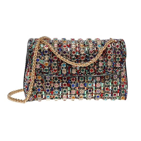 Pompotops Crossbody Clutch Purse for Women Dinner Bag For Women 2024 New Fashionable And High End Diamond Inlaid Small Bag Single Shoulder Crossbody Underarm Bag Full Diamond Wine Bag