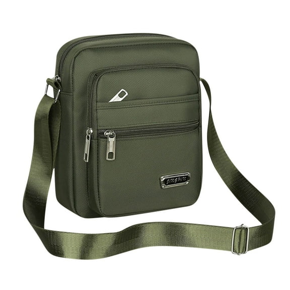 Pompotops Crossbody Sling Backpack, Six Layer Zipper Waterproof Single Shoulder Messenger Bag Business Bag Wallet, Army Green