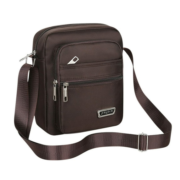 Pompotops Crossbody Sling Backpack, Six Layer Zipper Waterproof Single Shoulder Messenger Bag Business Bag Wallet, Brown
