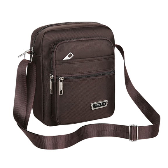 Pompotops Crossbody Sling Backpack, Six Layer Zipper Waterproof Single Shoulder Messenger Bag Business Bag Wallet, Brown