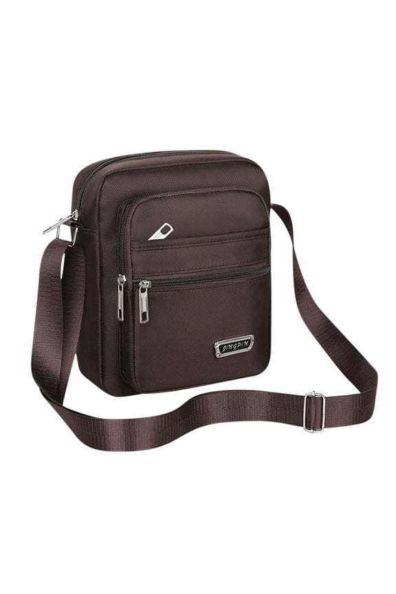 Crossbody Sling Backpack, Six Layer Zipper Waterproof Single Shoulder Messenger Bag Business Bag Wallet, Brown