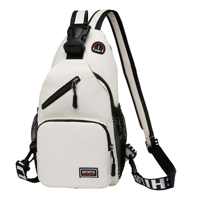 Pompotops Crossbody Sling Backpack Waterproof Zipper Lock Changeable Shoulder Double Shoulder Strap Bag Messenger Backpack With Headphone Hole With 2