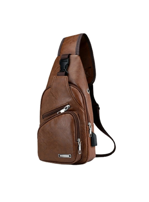 Pompotops Crossbody Sling Chest Backpack, Waterproof Strap Bag Crossbody Backpack With USB Hole With Headphone Hole Strap Backpack Hiking Backpack Multipurpose Crossbody Chest Bag