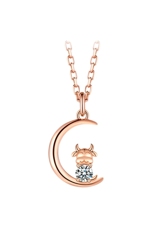 Dainty Necklace for Women Double Ring Necklace Crystal Jewelry Pendant Valentine's Day Gift Multicolor