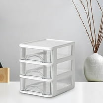 Pompotops Desk Organizer with Drawer, Desktop Storage Box, Transparent Small Drawer Desk, Plastic Mini Storage Box, Rabbit Stationery Storage Box