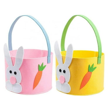 Pompotops Easter Decorations Cute Easter Rabbit Cloth Basket Candy Eggs Buckets Party Decoration For Kids