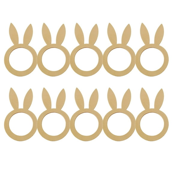 Pompotops Easter Decorations Novelty DIY Rabbit Wood Easter Napkin Decoration For Kitchen 10PCS, Beige