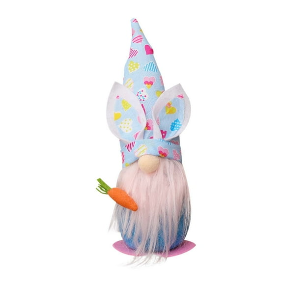 Pompotops Easter Plush Bunny Gnome Toy, New Standing Easter Doll Colorful Rabbit Ear Pointed Hat Dwarf Standing Decoration, Blue