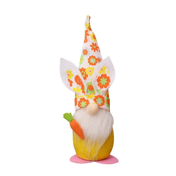 Pompotops Easter Plush Bunny Gnome Toy, New Standing Easter Doll Colorful Rabbit Ear Pointed Hat Dwarf Standing Decoration, Yellow