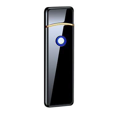Pompotops Electric Lighter, Electronic Rechargeable Lighter Type-C Rechargeable Lighter Outdoor Windproof Cylindrical Fingerprint Sensing Lighter, Gift, Black