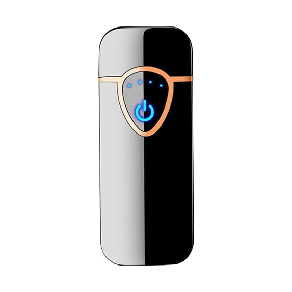 Pompotops Electric Lighter, Electronic Rechargeable Lighter Type-C Rechargeable Lighter Outdoor Windproof Cylindrical Fingerprint Sensing Lighter, Gift, Black