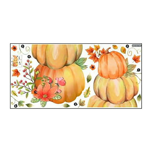 Pompotops Fall Maple Leaf Wall Sticker Pumpkin Wall Sticker Home Wallpaper Decorating Living Room Bedroom