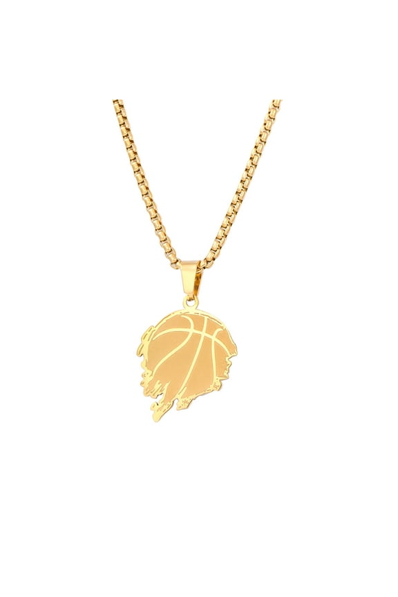 Flaming Basketball Stainless Steel Necklace For Basketball Lovers Wonderful Gift Birthday Anniversary Jewelry Gift for Boyfriend Girlfriend