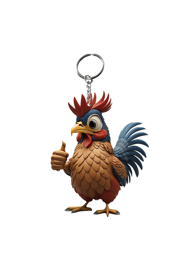 Gift for Man Women, Rooster Pendant Key Backpack Handicraft Pendant Chicken Keychain, On Clearance