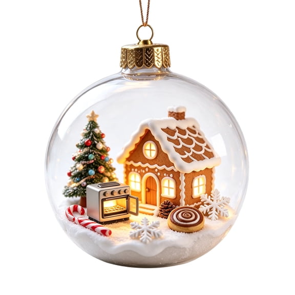Pompotops Glowing Christmas Story Ornament, Light Up Mini Holiday Scene Hanging for Tree, Mantel Christmas Party Decor