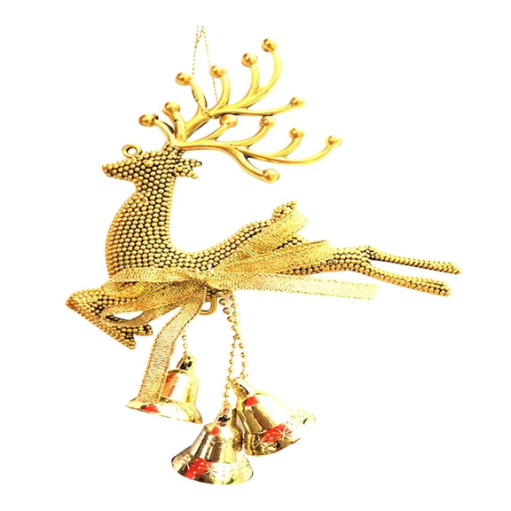 Pompotops Gold Personalized Mini Christmas Deer Hanging Ornaments, Christmas Deer With Bell Pendant 3 Colors Optional Christmas Tree Christmas Deer Decoration
