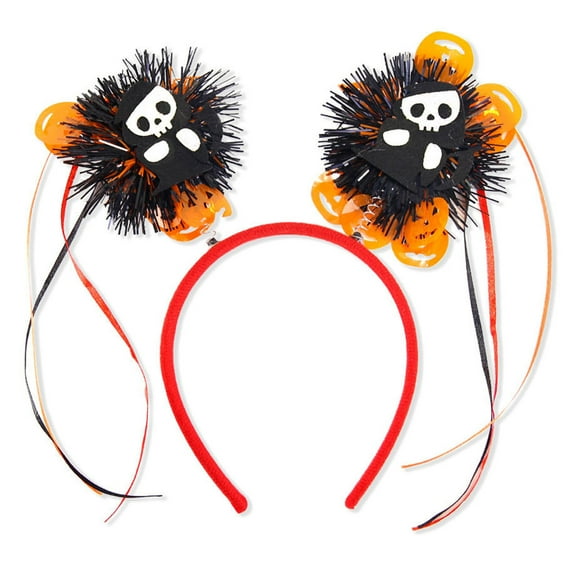 Pompotops Halloween Colourful Tassels Headdress Rain Ball Hair Ghost Festival Party Masquerade Spider Pumpkin Wool Strip Headband