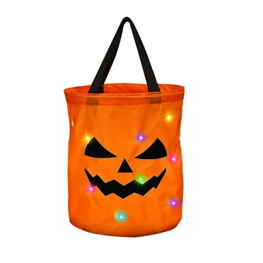 Pompotops Halloween Decorations LED Halloween Candy Bags Up Halloween Party Bags Halloween Bags Up Candy Bags Multipurpose Reusable Bucket for Kids Halloween Supplies Favors