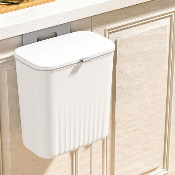 Pompotops Hanging Trash Can Kitchen Garbage Bin Wall Mounted Household With Lid Flip Cabinet Door Dedicated Garbage Bin Toilet Hanging Storage, White