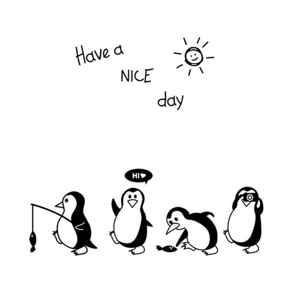 Pompotops Havea Nice Day Cute Penguin Sticker Fridge Kitchen Fridge Wall Stickers Art