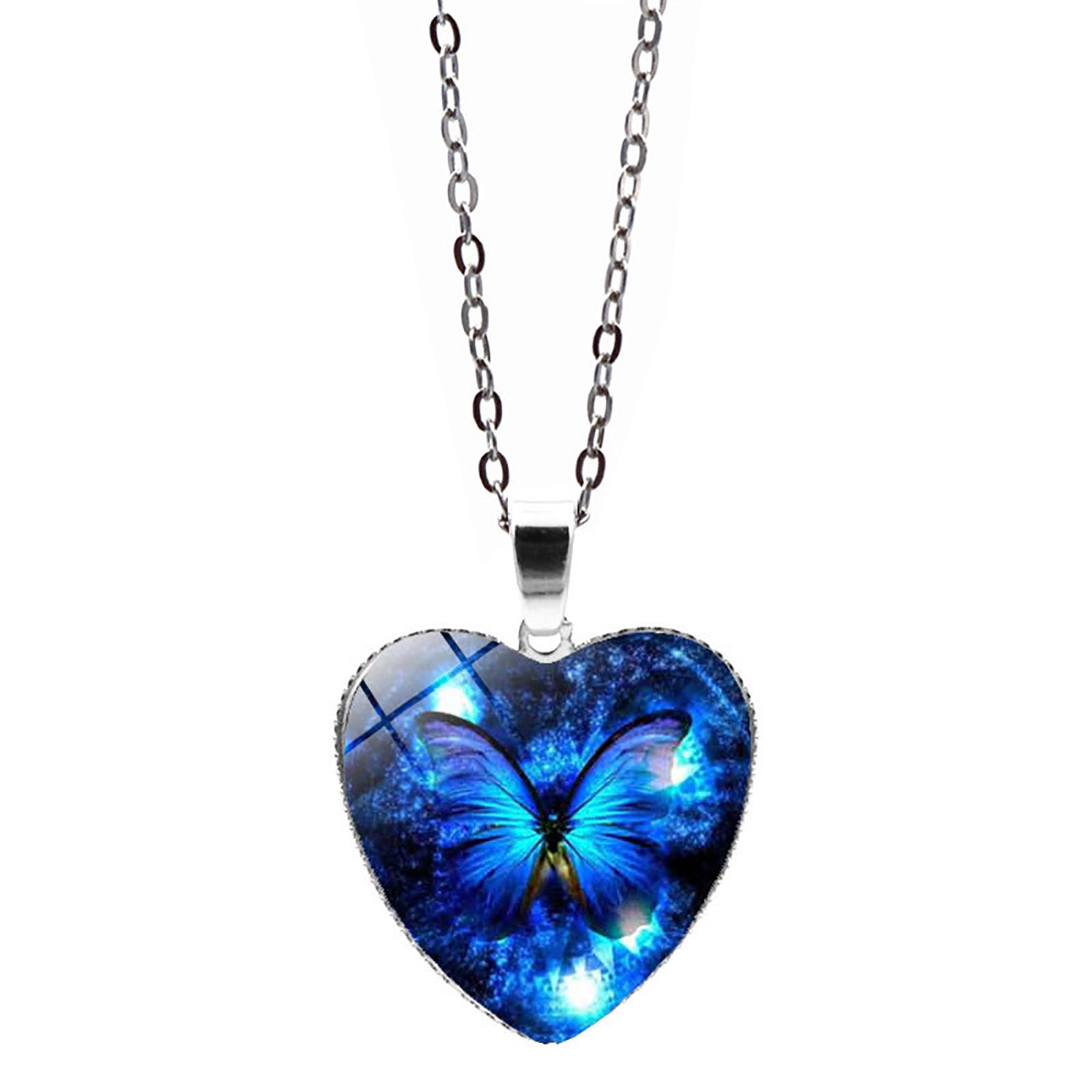 Pompotops Heart Pendant Necklaces Exquisite Dreamy Butterfly