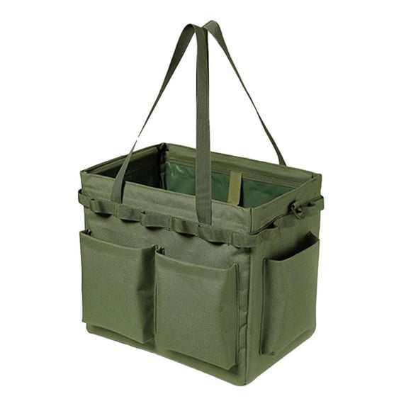 Vikakiooze Heavy Duty Garden Tool Bag Camping Bag Hard Bottom Garden Tool Organizertool Organizers And Storage Toolbag Tool Tote for Camping Car Outdoor, Green