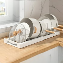 Pompotops Home Clearance! Pot Rack Organizer Expandable Pot Organizer For Cabinet Pot Lid Holder With 7 Adjust Compartment For Kitchen Cabinet Cookware Baking Frying Rack, White