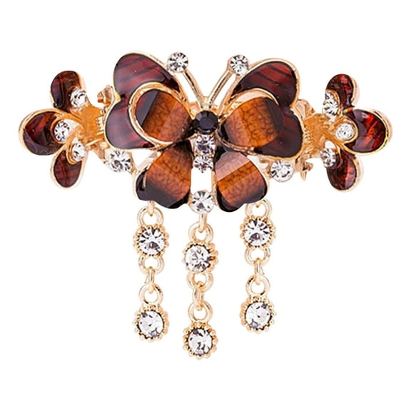 Odeerbi Jeweled Butterfly Alligator Snap Hair Clips for Women Girls Glitter Sparkly Gems Crystal Rhinestone Butterfly Alloy French Barrettes Hairpin Headpieces