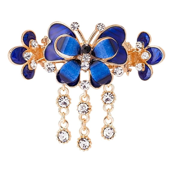 Odeerbi Jeweled Butterfly Alligator Snap Hair Clips for Women Girls Glitter Sparkly Gems Crystal Rhinestone Butterfly Alloy French Barrettes Hairpin Headpieces