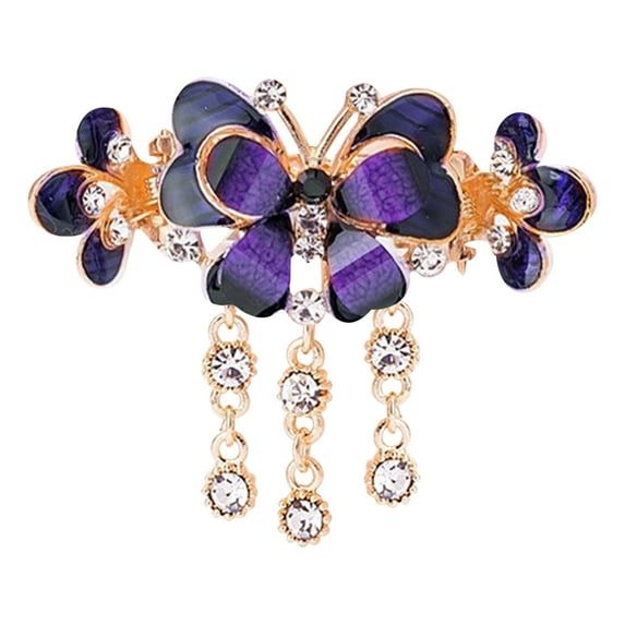 Odeerbi Jeweled Butterfly Alligator Snap Hair Clips for Women Girls Glitter Sparkly Gems Crystal Rhinestone Butterfly Alloy French Barrettes Hairpin Headpieces