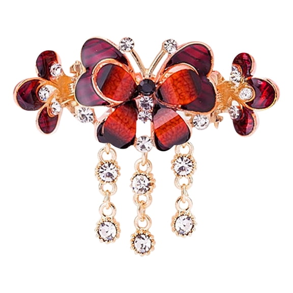 Pompotops Jeweled Butterfly Alligator Snap Hair Clips for Women Girls Glitter Sparkly Gems Crystal Rhinestone Butterfly Alloy French Barrettes Hairpin Headpieces