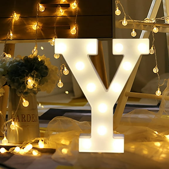 Pompotops LED Decorative Light, Alphabet LED Letter Lights Light Up White Plastic Letters Standing Hanging Y, L
