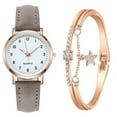 thumbnail image 1 of Pompotops Leather Women's Classic Quartz Watch With Luminous Dial, Frosted Leather Strap, Retro Small Round Women's Watch With Bracelet, 1 of 2