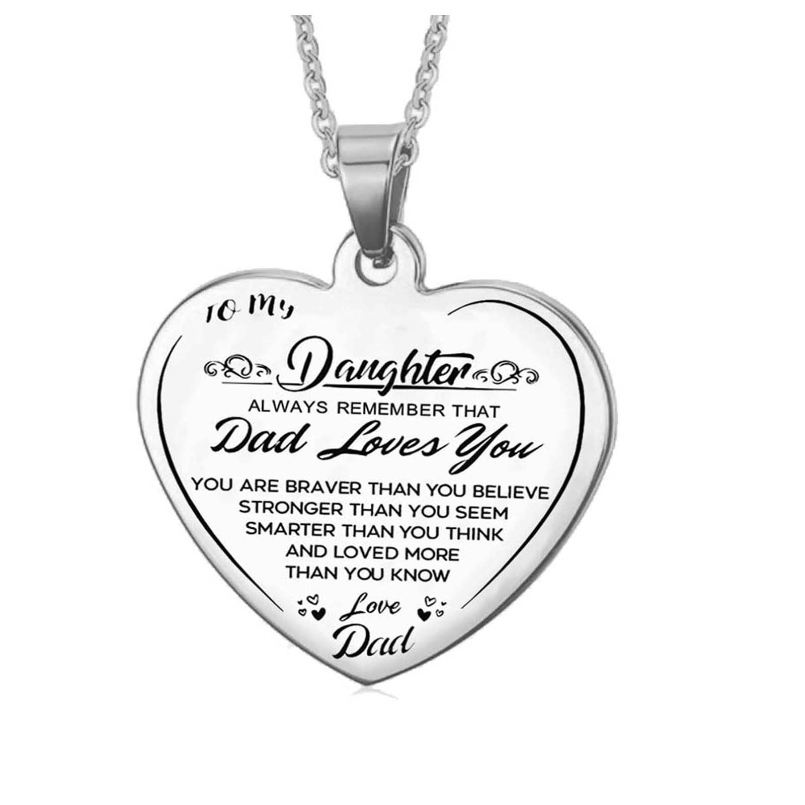 Pompotops Vintage Handmade Pendant Necklaces to My Daughter Necklace Birthday Anniversary Jewelry Gift for Girls Daughter, Women's, Silver